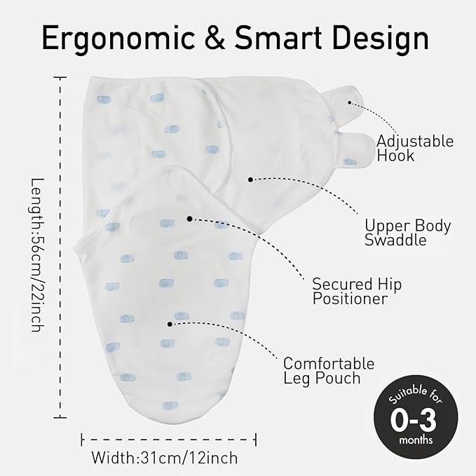 GLLQUEN BABY Swaddle 0-3 Months - 3 Pack Swaddles for Newborn, Adjustable Newborn Swaddling Wrap for Baby Boys and Girls, Swaddle Blanket Sleep Sack, Dinosaur & World, Easy Change