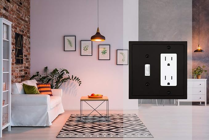 Modern Edge Decorative Wall Plate Switch Plate Outlet Cover, Durable Solid Zinc Alloy (Toggle/Decorator, Matte Black)