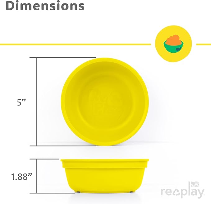 Re-Play 12 oz. Toddler Bowls Set of 3 - Kids Deep-Walled, Durable & Reusable Snack and Meal Bowls, Dishwasher & Microwave Safe, BPA-Free, Made in USA from Recycled Plastic, Easter