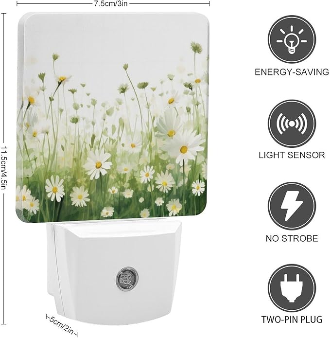 Flowers Night Light, Plug into Wall Decor Nightlights for Bedroom, Bathroom, Hallway, Kitchen, with Dusk to Dawn Light Auto Sensors LED Night Lights for Boys Girls Women Men Room Gifts