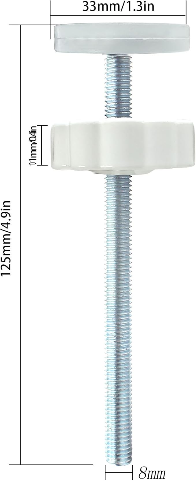 Baby Gate Extender Extention-4 Pack M8 (8MM) Baby and Pet Safety Stair Gate Threaded Spindle Rods Replacement Parts Bundle with Wall Protector (Round-White-4 Pack)