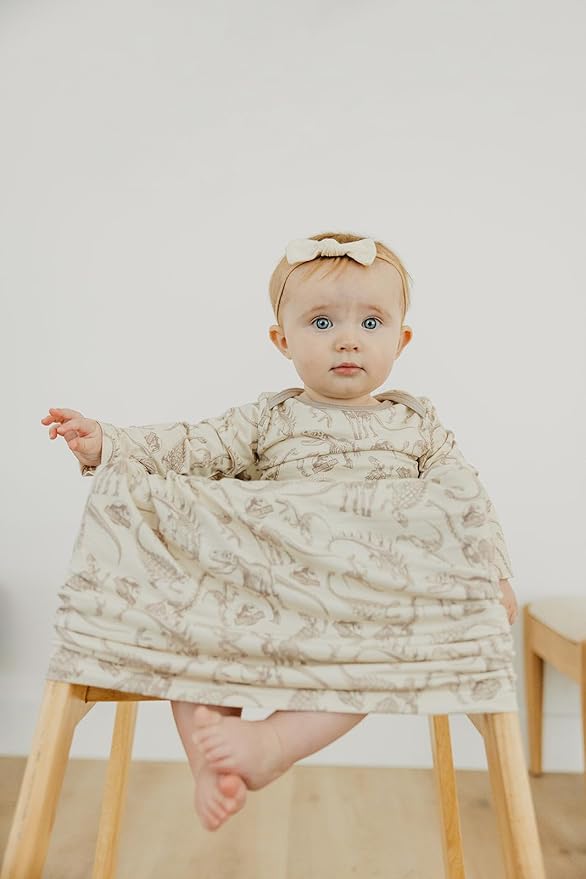 Copper Pearl Baby Car Seat Cover Canopy and Nursing Cover Multi-Use Stretchy 5 in 1 Gift 'Jurassic Park Fossils' - One Size