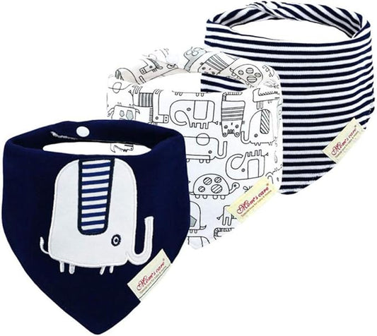 JN&LULU 3 Pack Newborn Baby Bibs Bandana Drool Bibs for Drooling Cotton Baby Gifts