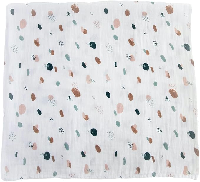 RED ROVR 100% Certified Organic Cotton Muslin Swaddle | Newborn Receiving Blanket | Baby Wrap | Boy, Girl, Unisex | Soft, Lightweight, Breathable | Burping, Nursing | 44" x 44" | Dots & Dashes