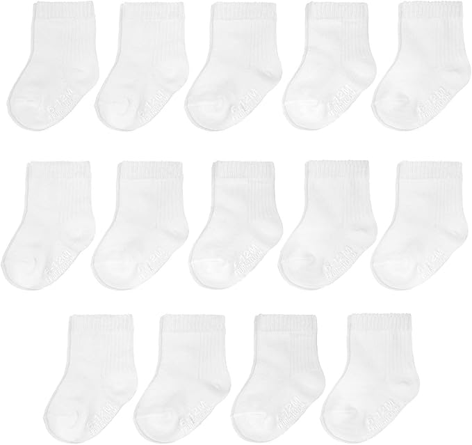 Fruit of the Loom Baby 14-Pack Grow & Fit Flex Zones Cotton Stretch Socks - Unisex, Girls, Boys