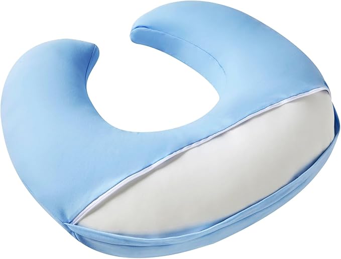 Nursing Pillow, Plus Size Breastfeeding Pillow Original Support for Baby Boys Girls Breastfeeding Essentials, with Removable Soft Cotton Cover (Blue, Large (25.59 * 20.08 * 6.30 Inches))