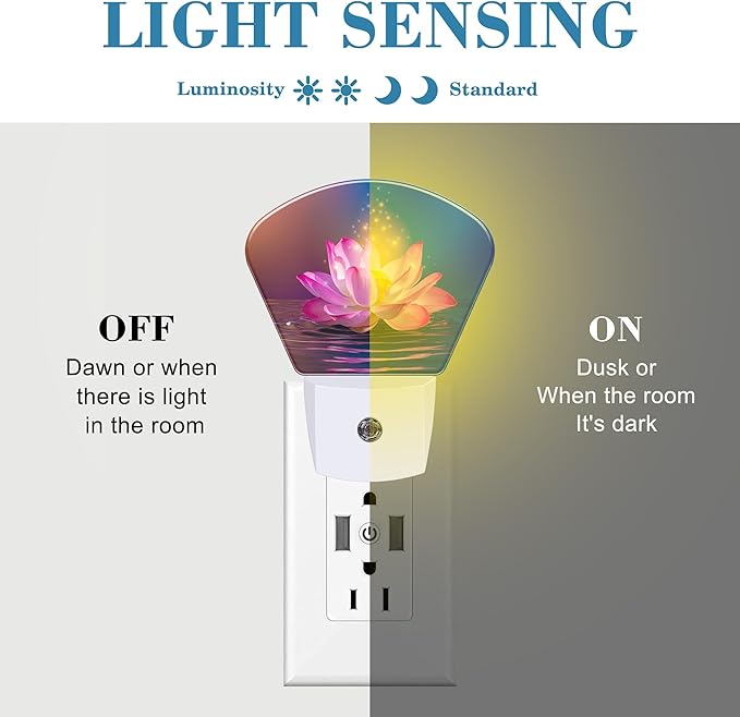 Magic Pink Lotus Flower Night Light, Magic Flowers Nightlight Plug into Wall with Dusk to Dawn Sensor for Kid Girls Boys Women Men Bedroom, Hallway, Kitchen, Bathroom, Stairs Decor