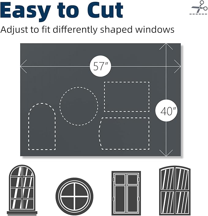 NIGHTON Portable Blackout Curtains 40"×57" Strong Hook and Loop Tape Strips with Adhesive,Black out Shades That can be Cut,100% Blackout Material Blackout Blinds for Baby Nursery or Travel Use-Gray V2