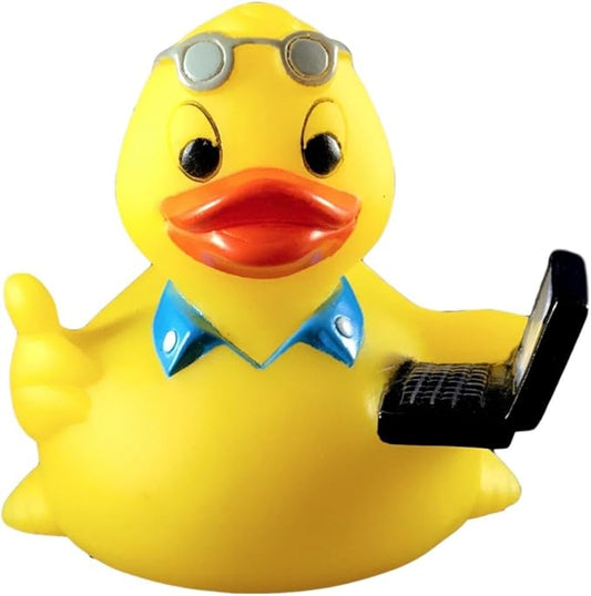 3" Office Rubber Duck [Sealed Hole, Floats Upright] - Baby Safe Bathtub Bathing Toy
