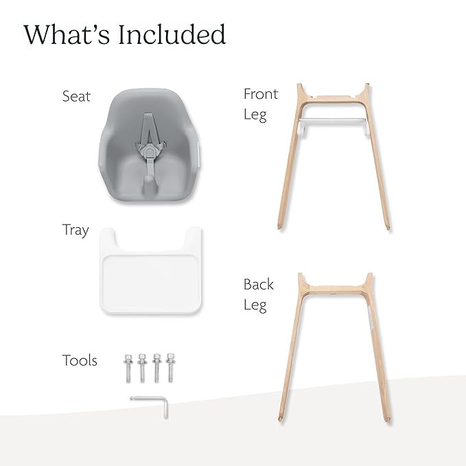 UPPAbaby Ciro High Chair/Sleek, Easy-to-Clean Design/Perfect-Fit Tray to Bring Baby to Table/Patent-Pending Harness/Dual-Position, 180-Degree Rotating Footrest/Chloe (Grey/Rubberwood)