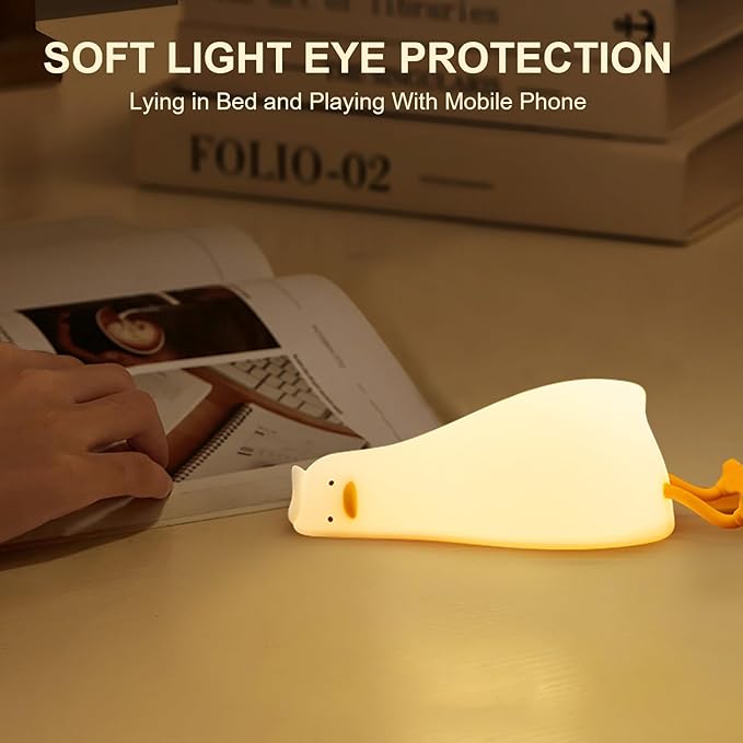 Duck Night Light, Rechargeable Silicone Duck Lamp with Touch Control, Squishy LED Nursery Nightlight, Dimmable Bedside Tap Lamp for Kids Room, Baby Breastfeeding, Bedroom Decor Gift