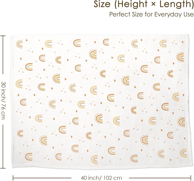 Rainbow Baby Blankets for Girls, Soft Nursery Minky Blankets with Muslin and Dotted Fleece Back 30x40 inches, Receiving Bed Quilt for Newborn, Infants, Toddlers