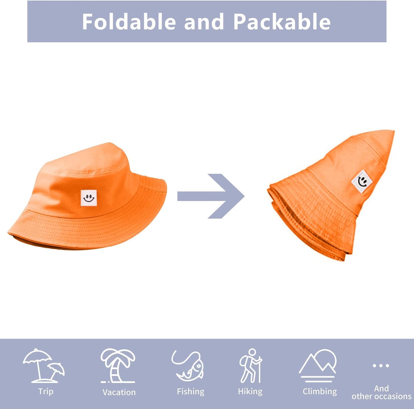 Kids Sun Hat Smile Face Bucket Hat for Girls Boys Summer Sun Protection Cotton Unisex Beach Cap