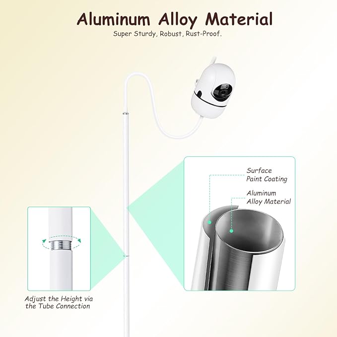 69" Adjustable Height Floor Stand for Hello Baby Monitor, Gooseneck Swivel Holder Mount with Stable Base for HelloBaby,Nanit Pro,Owlet, Motorola,VAVA,1/4 Thread Connection, Universal Monitor Mount