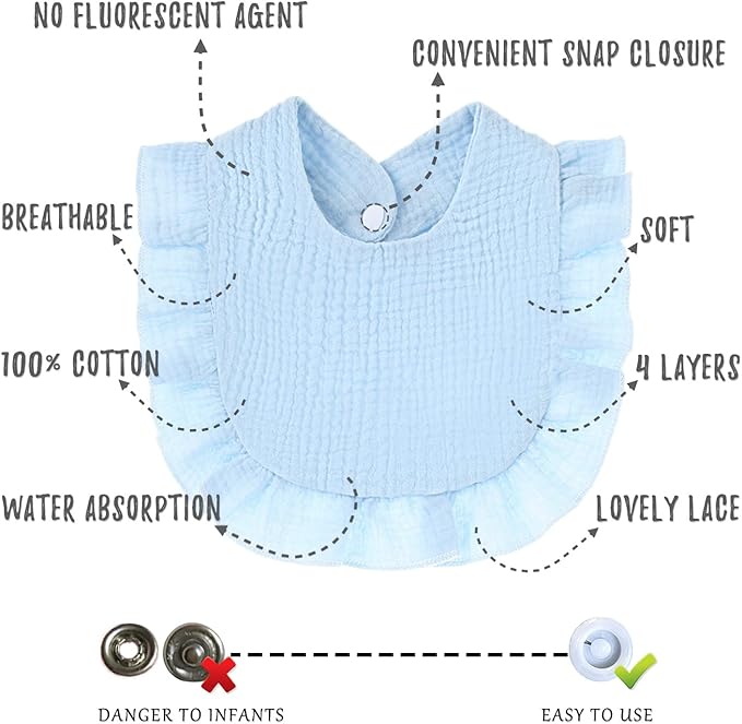 Baby Bibs Muslin Drool Teething Drooling Bibs for Baby Girl Boy Muslin Cotton