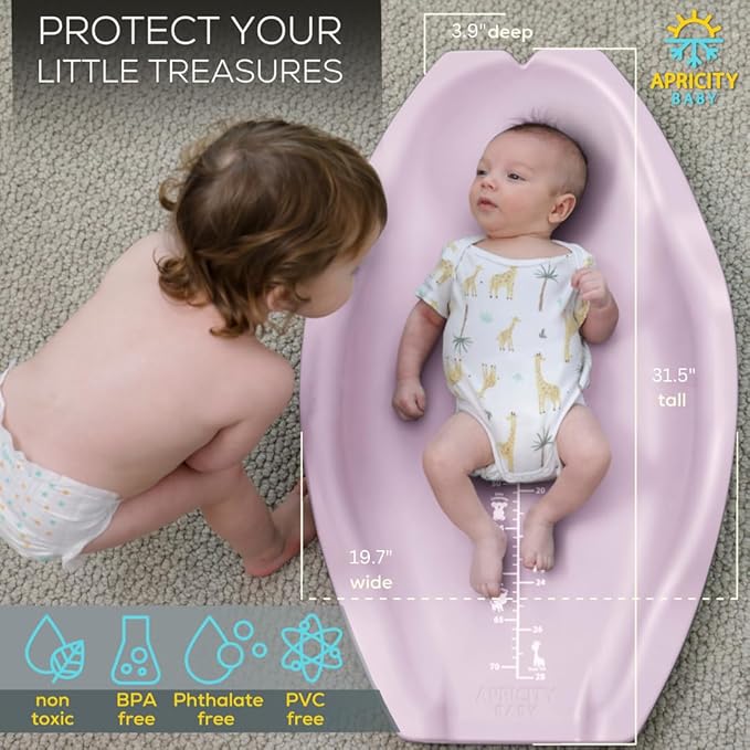 Apricity Baby Diaper Changing Pad – Waterproof Wipe-Clean Foam Changing Mat with Raised Sides, Non-Slip Base & Portable Design, Extra-Large 31.5” × 19.7” for Newborn to Toddler (Pink)