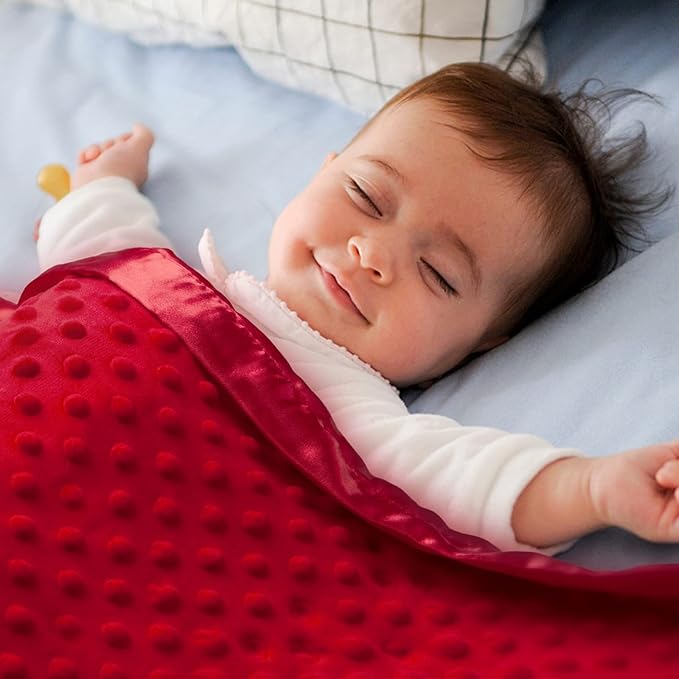 Pro Goleem Baby Soft Minky Dot Blanket with Silky Satin Backing Baby Gifts for Boys and Girls (Red, 30’’ x 40’’)