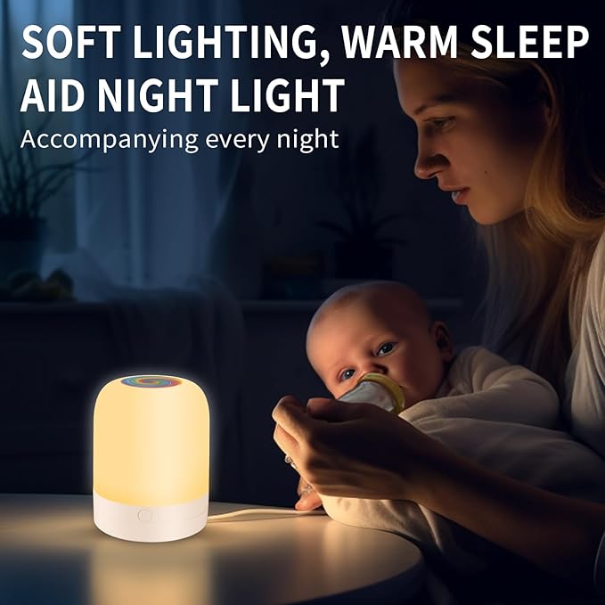 Small Kids Night Light, 13 Color Dimmable LED Lamp, Portable Stepless Dimming, Color Changing Touch Nursery Lamp, Rechargeable Toddler Night Light
