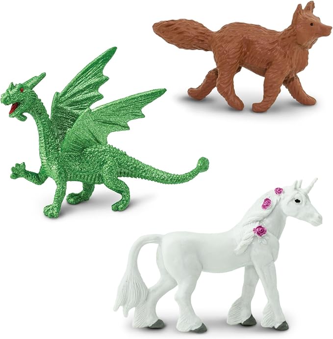 Safari Ltd. Fairy Tale Animals TOOB - Figurines of Unicorn, Dragon, Frog, Wolf, Rabbit, Doe, White Stallion, Bear, Mouse, Bluebird, and Fox - Play Toys for Boys, Girls & Kids Ages 3+