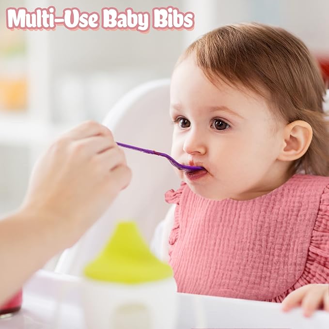 JaGely 12 Pieces Baby Muslin Bibs Bandana Drool Bibs for Boys and Girls Soft Adjustable Baby Cotton Teething and Drooling for Toddler Infant