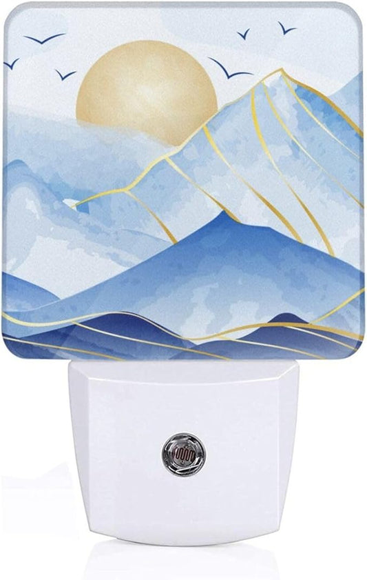Led Night Light, Mountains Sunrise Decorative Plug in Nightlights,with Smart Auto Dusk to Dawn Night Light for Bedroom, Kitchen, Nursery, Bathroom