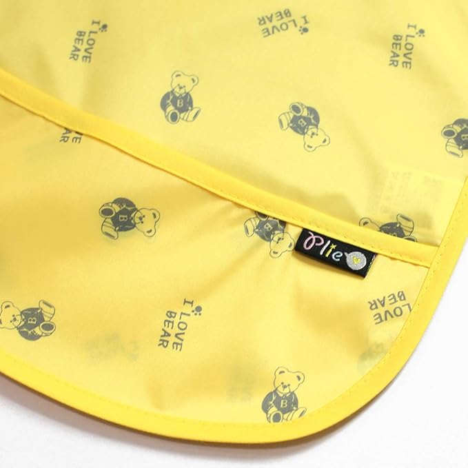 Short Sleeve Waterproof Bib for Toddlers – Feeding Apron for Mealtime, Daycare, Self-Feeding & Messy Play, Baby Bib