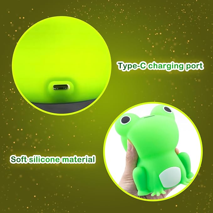Cute Frog Night Light for Kids, Color Changeable Soft Silicone Sleeping Night Lamp for Nursery, Dimmable Timer Rechargeable Colorful Baby's Light Room Decor Children Gifts