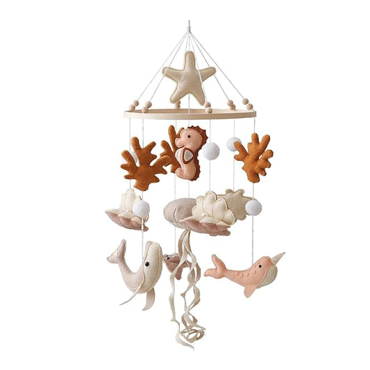 GOODMOM Ocean Nursery Mobile for Boys Girls Gender-Neutral Crib Mobile Seahorse Jellyfish Manta California Pro Handmade Baby Mobile for Crib Sturdy Structure for Newborn