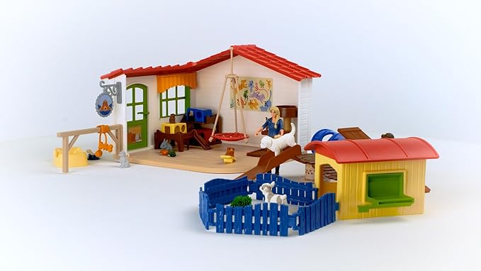 Schleich Farm World - 54PC Baby Animal Hotel Playset with Cute Pets, Caretaker and Movable Accessories - Realistic Animal Figurine Play Set - Fun Educational Toys for Kids and Toddlers Ages 3+| 42607