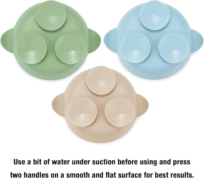 PandaEar 3 Pack Baby Suction Bowls, Stay Put Silicone Food Bowl Babies Led Weaning Supplies for Kids Toddlers, BPA-Free -Blue/Green/Brown