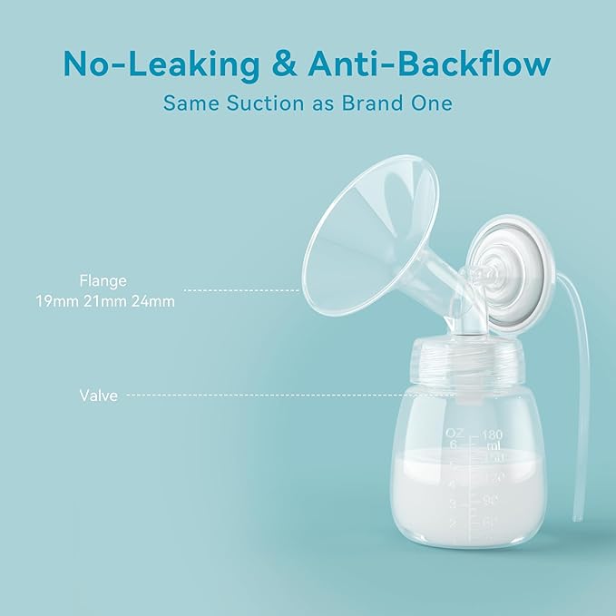 6PCS 15mm Breast Pump Flanges, Duckbill Valves Compatible with Spectra S1/S2/9Plus/Synergy Gold, Motif Luna, Wide-Mouth Bottle Fit, Breast Pump Accessories