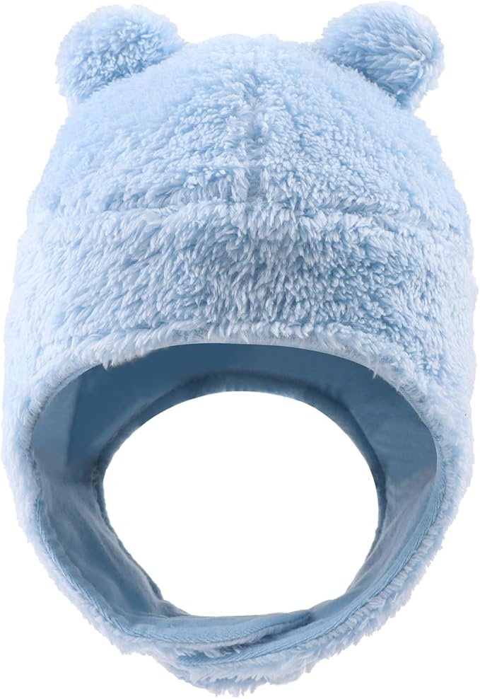 Bear Baby Winter Hat Toddler Earflap Beanie Unisex Infant Snow Cap Warm Fleece Kids Trapper Hats for Girls Boys 0-36M