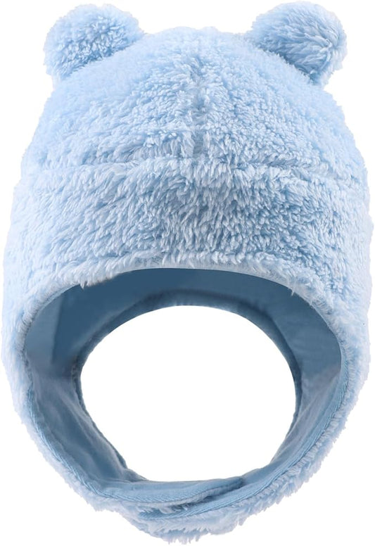 Bear Baby Winter Hat Toddler Earflap Beanie Unisex Infant Snow Cap Warm Fleece Kids Trapper Hats for Girls Boys 0-36M