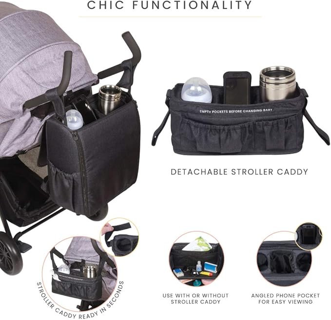 Lulyboo Convertible Diaper Bag Backpack with Changing Station & Removable Caddy - Reinforced Stitching, Insulated Bottle Pockets, Stroller Attachments, Angled Cell Phone Storage, Stylish & Durable