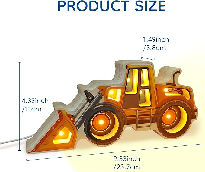 Night Light for Kids, Wooden Loader with Led Night Light, Nursery Nightlight for Toddler Ages 3+ Boys and Girls, Cute Lamps for Birthday Gift, Christmas, New Year, Kids Room Decor, Bedroom