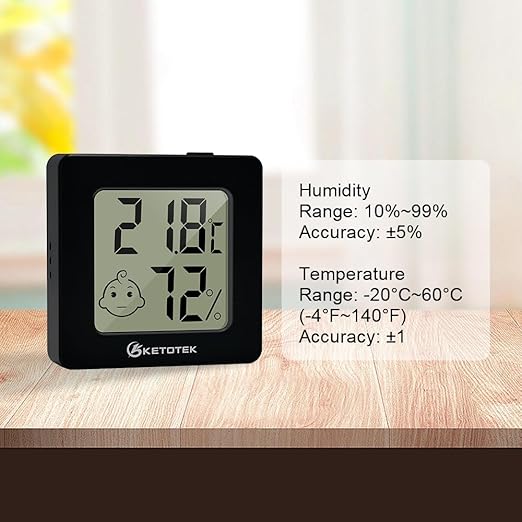 KETOTEK Mini Hygrometer Indoor Thermometers Humidity Meter 2 Pack Humidity Meters Gauge Digital Room Thermometer Hygrometer for Humidors Greenhouse Cellar Office