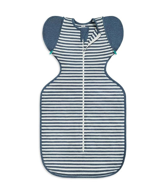 Love to Dream Swaddle Up Transition Bag, Medium (6-8.5kg), Ideal for 20-24°C, Patented Zip-Off Wings, Help Baby Transition from Being Swaddled to Arms-Free When Showing Signs of Rolling, Denim