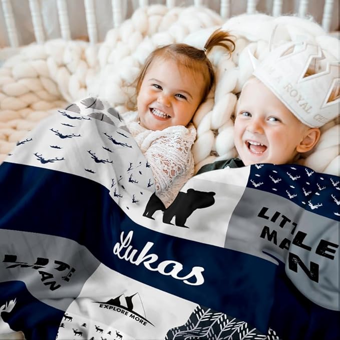 EVER2000 Personalized Baby Blanket for Girls, Custom Baby Blanket with Name, Soft & Fuzzy Newborn Receiving Blankets for Toddler, Customized Baby Gifts for Birthday Baby Shower