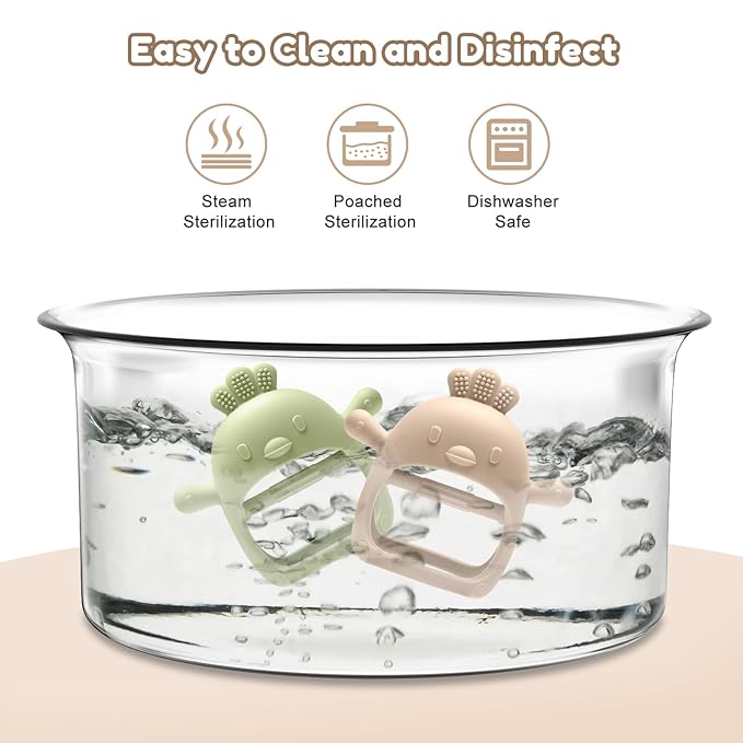 2 Pack Baby Teething Toys for 0-6 6-12 Months, Never Drop Infant Teether Teething Mitten Toys for 0 3 6 9 12 Months, Newborn Soothing Teething Toy Gifts for 1 One Year Old Baby Boys Girls