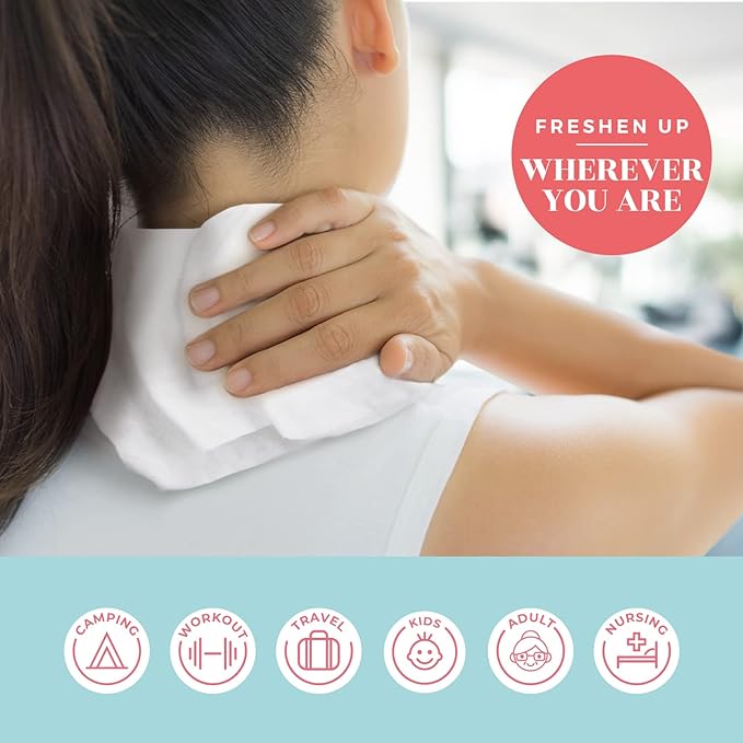 Body Wipes XL Shower Wipes Body Wipe for Adults Bathing, Traveling, Camping, Gym, Car, Elderly, Bedridden - Disposable Washcloths for Adults No Rinse 1 Box, Aloe 20 Pack (200 ct)