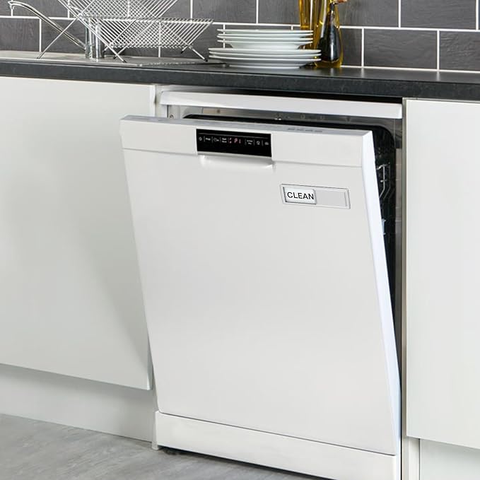 KitchenTour Dishwasher Magnet Clean Dirty Sign, Strong Magnet Clean Dirty Sign for Dishwasher, Farmhouse Wood Design Non-Scratch Dish Washer Indicator Kitchen Decor, Silver