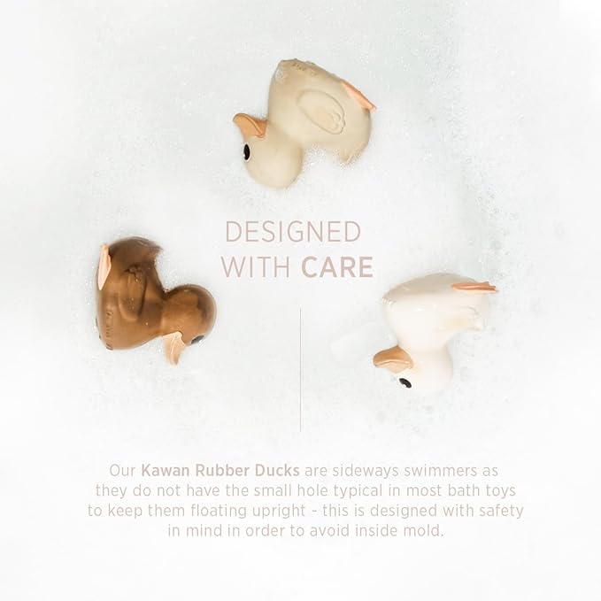 HEVEA Kawan Mini Rubber Duck - 100% Natural Rubber Baby Bath Toy - Planet Friendly, Perfect for Playing, Teething, and Bathing - Mold Free Bath Toys - Sand