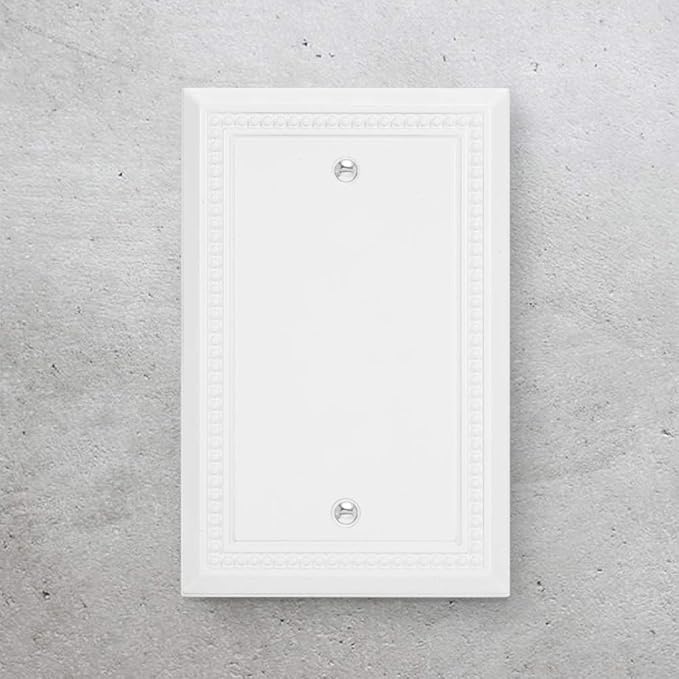 Henne Bery Sunken Pearls Heavy Duty Decorative Wall Plate Switch Plate Outlet Cover (Single Blank, 2 Pack, White)