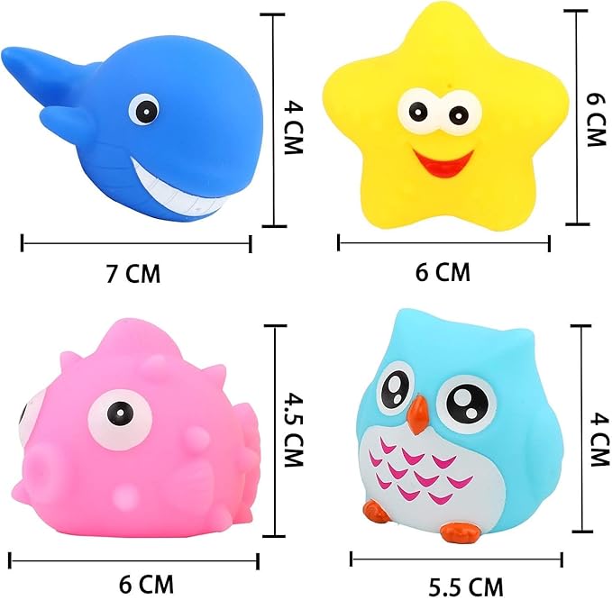 Bath Toys, 8 Pcs Light Up Floating Rubber Animal Toys Set, Flashing Color Changing Light in Water, Baby Infants Kids Toddler Child Preschool Bathtub Bathroom Shower Games Swimming Pool Party