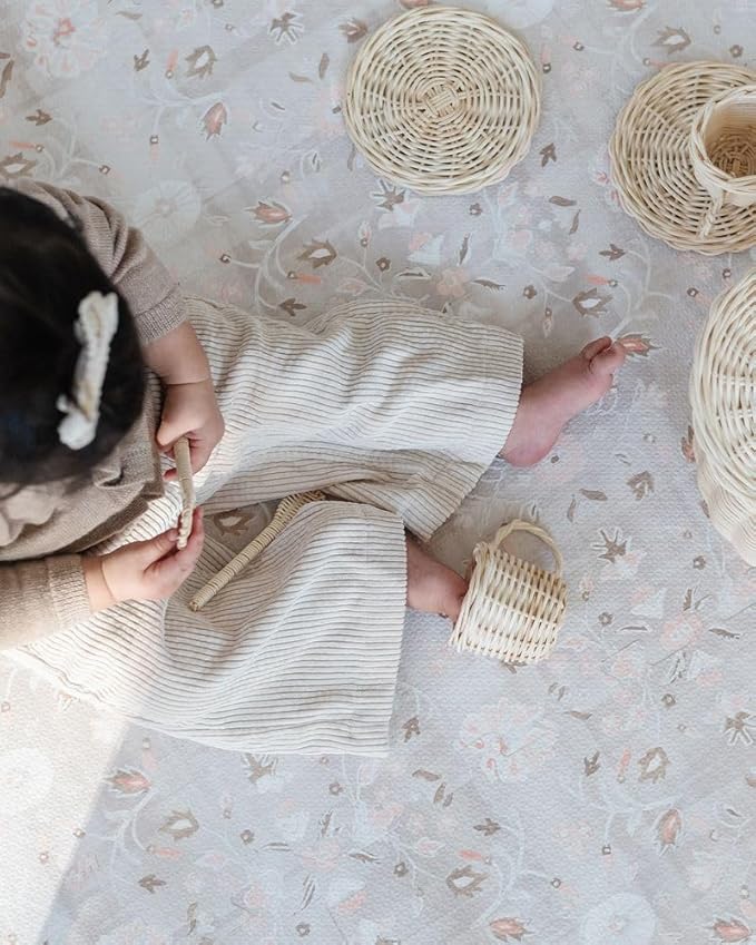 House of Noa Baby Play Mat – 4x6 Linen Gemma – Set of 6 Tiles – Cushioned EVA Foam Play Mat for Floor, Soft Interlocking Baby Crawling Mats for Hard Floors