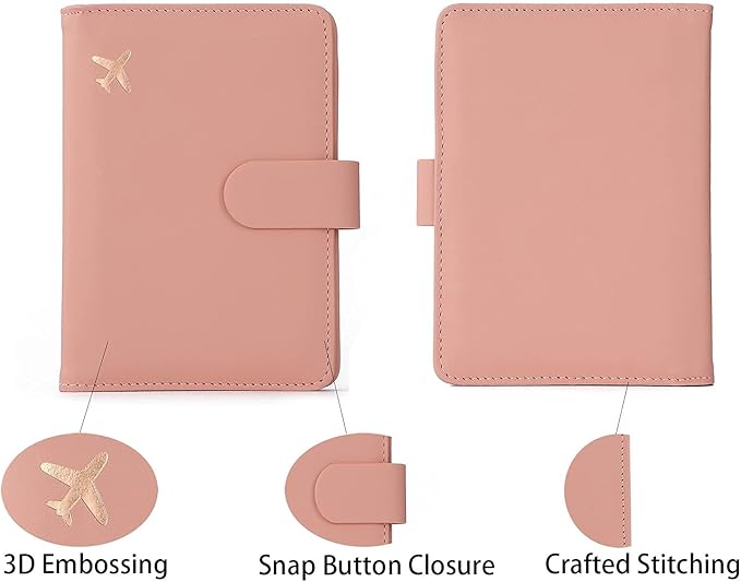 Melsbrinna Rfid Passport Holder for Travel women/Men, Cute Passport Wallet Rfid Blocking Card Slots, Rfid Passport Cover/CaseTravel Wallet, Passport Book Holder (1, Pink)