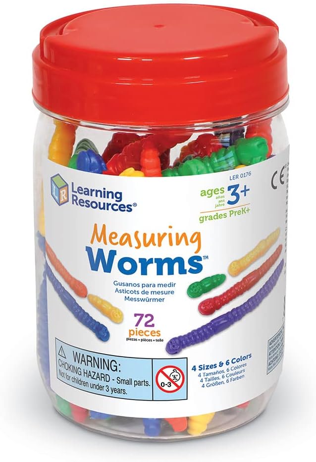 Learning Resources Measuring Worms - 72 Pieces, Ages 3+ Toddler Learning Toys, Counters for Kids