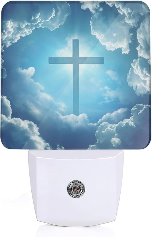 Cross Heaven Night Light with Dusk to Dawn Light Sensors, Plug-in Wall Led Night Lights, Energy Efficient Lamp for Bedroom/Bathroom/Kitchen/Hallway/Stairs