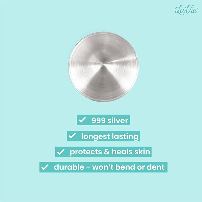 LaVie Silver Nursing Cups, Soothing Protection for Nursing Nipples of Newborns, Calming Relief for Breastfeeding Moms, 999 Silver Trilaminate All Natural (Size 1)