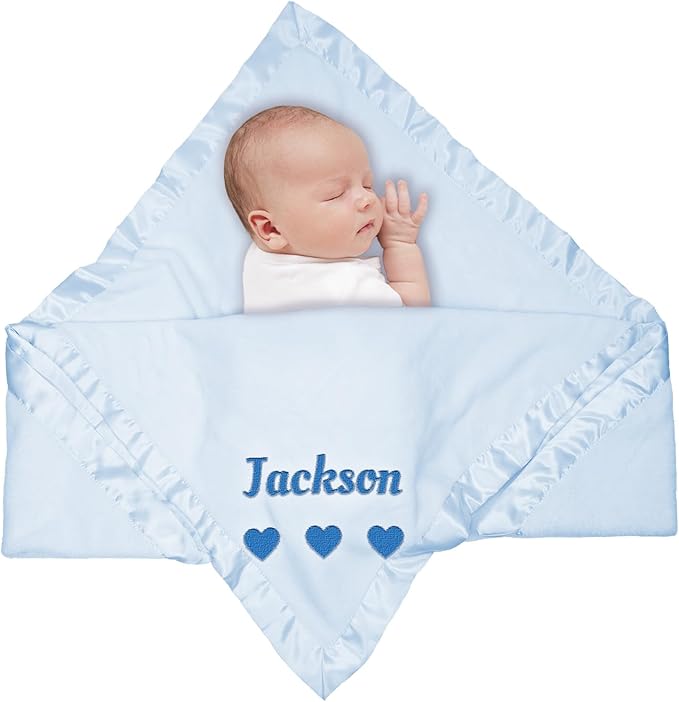 Personalized Baby Blanket for Boys, Custom Baby Blanket with Name Pattern, Customized Infant Blanket for New Born Baby Boy Gifts